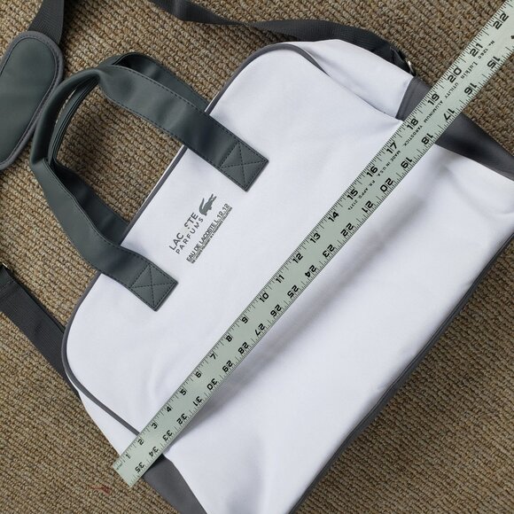 LACOSTE PARFUM L12-12 WHITE GRAY SPORT DUFFEL GYM WEEKEND LARGE BAG - Picture 9 of 9